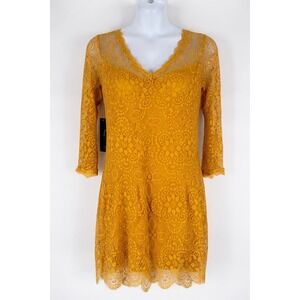 Always Indigo Goldenrod Lace Dress  Boho Cottage Core Fairycore Bridal Shower 3x